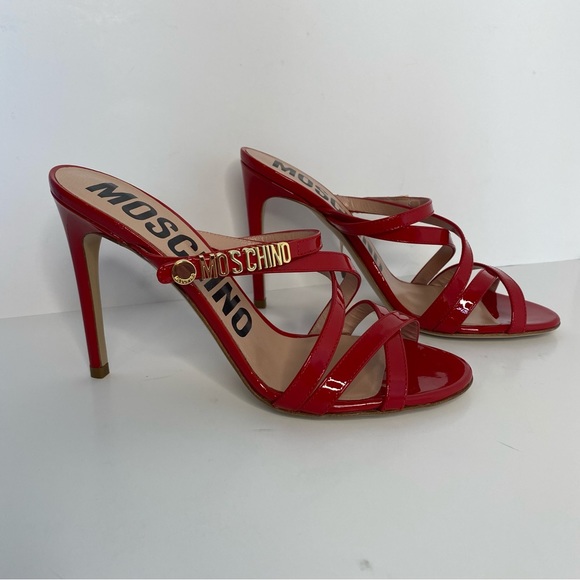Moschino Red Logo Sandals - Picture 3 of 11